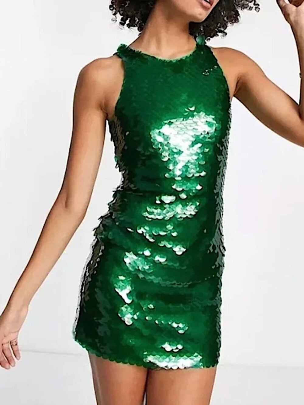 Los Angeles Atelier & OTHER STORIES Sequin Mini Dress Green Sleeveless